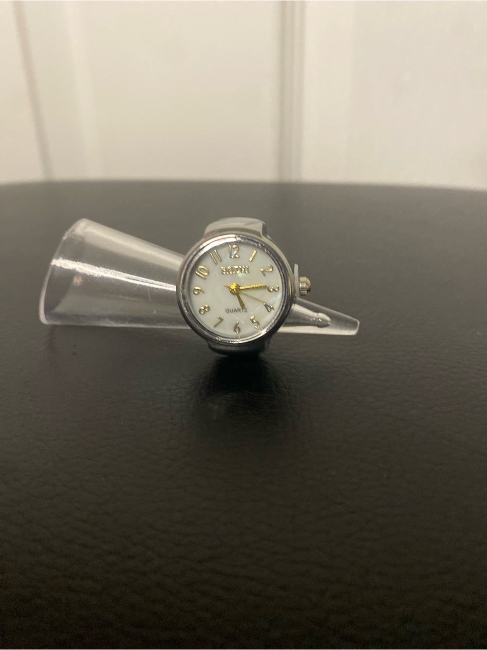Silver-tone Quartz Ring Watch with White Dial Stainless Steel